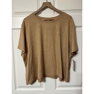 Xersion Women's 3X Tan Heather Cropped Short Sleeve Quick Dri‎ Soft Touch Tee